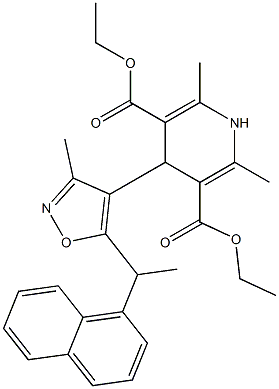 diethyl 2,6-dimethyl-4-(5-(1-naphthylethyl)-3-methylisoxazol-4-yl)-1,4-dihydropyridine-3,5-dicarboxylate Structure
