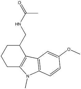 N-acetyl-4-aminomethyl-6-methoxy-9-methyl-1,2,3,4-tetrahydrocarbazole 化学構造式