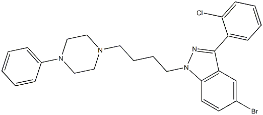 5-brom-3-(ortho-chlorphenyl)-1-(4-(4-phenyl-1-piperazinyl)butyl)indazole,,结构式