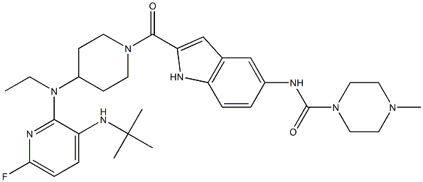  1-((5-(((4-methyl-1-piperazinyl)carbonyl)amino)indol-2-yl)carbonyl)-4-(N-ethyl-N-(3-((1,1-dimethylethyl)amino)-6-fluoro-2-pyridinyl)amino)piperidine