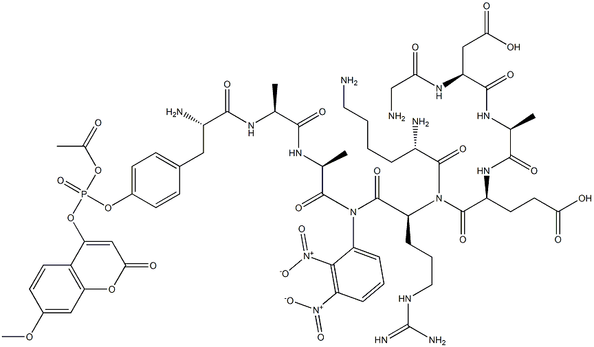 (7-methoxycoumarin-4-yl)acetyl-glycyl-aspartyl-alanyl-glutamyl-phosphotyrosyl-alanyl-alanyl-(dinitrophenyl)lysyl-argininamide Structure