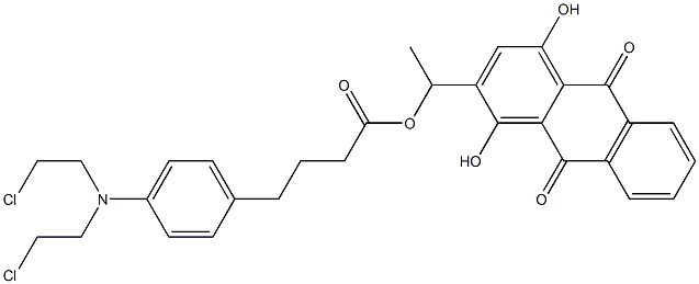 2-(1-(4-(p-bis(2-chloroethyl)aminophenyl)-butanoyloxy)ethyl)-1,4-dihydroxy-9,10-anthraquinone Structure