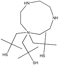 N',N',N'-tris(2-methyl-2-mercaptopropyl)-1,4,7-triazacyclononane 化学構造式