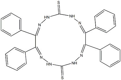 3,4,10,11-tetraphenyl-1,2,5,6,8,9,12,13-octaazacyclotetradeca-7,14-dithione-2,4,9,11-tetraene Struktur