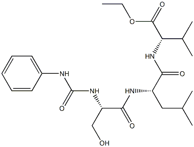 phenylaminocarbonyl-seryl-leucyl-valine ethyl ester 化学構造式