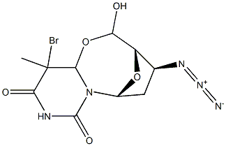 5-bromo-6,5'-epoxy-5,6-dihydro-3'-azido-3'-deoxythymidine,,结构式
