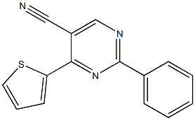 2-phenyl-4-thiophen-2-ylpyrimidine-5-carbonitrile Structure