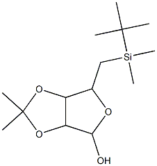6-[(tert-Butyl-dimethyl-silanyl)-methyl]-2,2-dimethyl-tetrahydro-furo[3,4-d][1,3]dioxol-4-ol 化学構造式