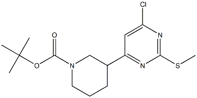tert-butyl 3-[6-chloro-2-(methylsulfanyl)pyrimidin-4-yl]piperidine-1-carboxylate Struktur