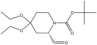 N1-BOC-(2S)-4,4-DIETHOXYPIPERIDINE-2-CARBOXALDEHYDE 化学構造式