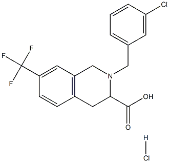 2-(3-chloro-benzyl)-7-trifluoromethyl-1,2,3,4-tetrahydro-isoquinoline-3-carboxylic acid hydrochloride Struktur
