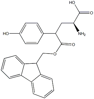 Fmoc-(S)-2-amino-4-(4-hydroxyphenyl)butanoic acid 化学構造式