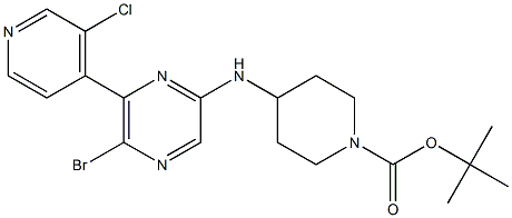 4-[5-BROMO-6-(3-CHLORO-PYRIDIN-4-YL)-PYRAZIN-2-YLAMINO]-PIPERIDINE-1-CARBOXYLIC ACID TERT-BUTYL ESTER Structure