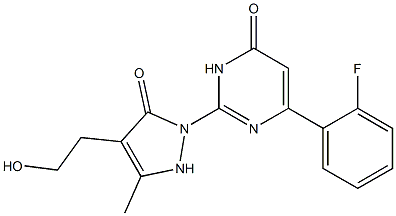 6-(2-fluorophenyl)-2-[4-(2-hydroxyethyl)-3-methyl-5-oxo-2,5-dihydro-1H-pyrazol-1-yl]-4(3H)-pyrimidinone Structure