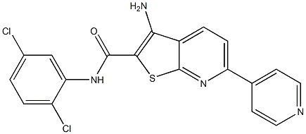 3-amino-N-(2,5-dichlorophenyl)-6-(4-pyridinyl)thieno[2,3-b]pyridine-2-carboxamide 结构式