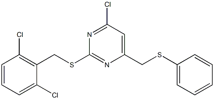 4-chloro-2-[(2,6-dichlorobenzyl)sulfanyl]-6-[(phenylsulfanyl)methyl]pyrimidine Struktur