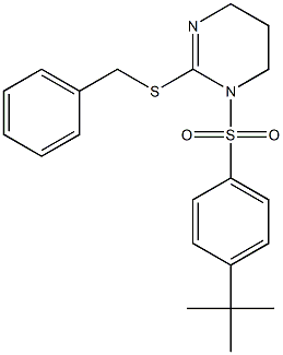 2-(benzylsulfanyl)-1-{[4-(tert-butyl)phenyl]sulfonyl}-1,4,5,6-tetrahydropyrimidine Struktur