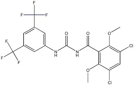 N-(3,5-dichloro-2,6-dimethoxybenzoyl)-N'-[3,5-di(trifluoromethyl)phenyl]urea Struktur