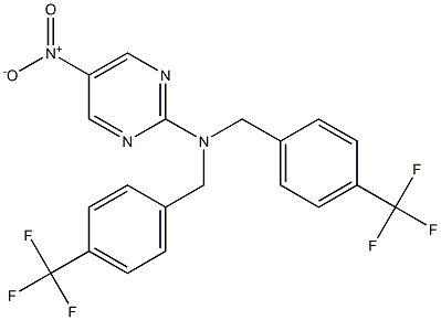 5-nitro-N,N-bis[4-(trifluoromethyl)benzyl]-2-pyrimidinamine,,结构式