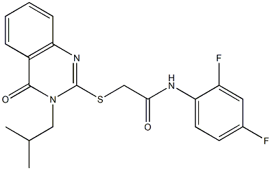 N1-(2,4-difluorophenyl)-2-[(3-isobutyl-4-oxo-3,4-dihydroquinazolin-2-yl)thio]acetamide 结构式