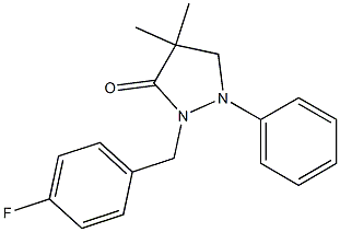 2-(4-fluorobenzyl)-4,4-dimethyl-1-phenyltetrahydro-3H-pyrazol-3-one,,结构式