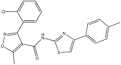 3-(2-chlorophenyl)-5-methyl-N-[4-(4-methylphenyl)-1,3-thiazol-2-yl]-4-isoxazolecarboxamide 结构式