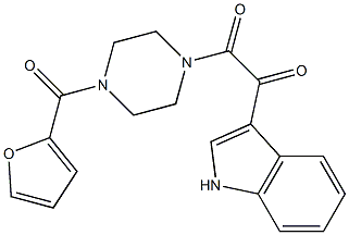1-[4-(2-furylcarbonyl)piperazino]-2-(1H-indol-3-yl)-1,2-ethanedione Struktur
