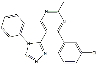 4-(3-chlorophenyl)-2-methyl-5-(1-phenyl-1H-1,2,3,4-tetraazol-5-yl)pyrimidine 结构式