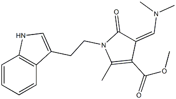 methyl 3-[(Z)-(dimethylamino)methylidene]-1-[2-(1H-indol-3-yl)ethyl]-5-methyl-2-oxo-1,2-dihydro-3H-pyrrole-4-carboxylate Struktur