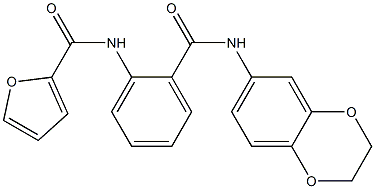 N2-{2-[(2,3-dihydro-1,4-benzodioxin-6-ylamino)carbonyl]phenyl}-2-furamide 化学構造式