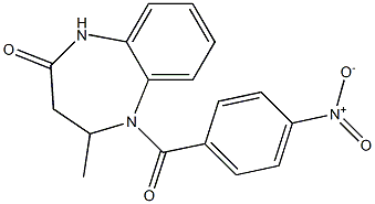 4-methyl-5-(4-nitrobenzoyl)-2,3,4,5-tetrahydro-1H-1,5-benzodiazepin-2-one 化学構造式