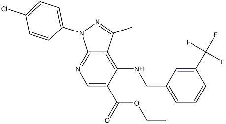  ethyl 1-(4-chlorophenyl)-3-methyl-4-{[3-(trifluoromethyl)benzyl]amino}-1H-pyrazolo[3,4-b]pyridine-5-carboxylate