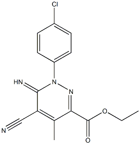 ethyl 1-(4-chlorophenyl)-5-cyano-6-imino-4-methyl-1,6-dihydropyridazine-3-carboxylate 结构式