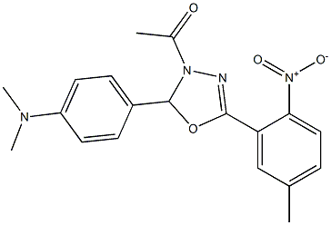 1-[2-[4-(dimethylamino)phenyl]-5-(5-methyl-2-nitrophenyl)-2,3-dihydro-1,3,4-oxadiazol-3-yl]ethan-1-one