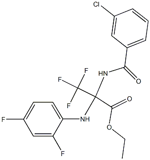 ethyl 2-[(3-chlorobenzoyl)amino]-2-(2,4-difluoroanilino)-3,3,3-trifluoropropanoate Struktur