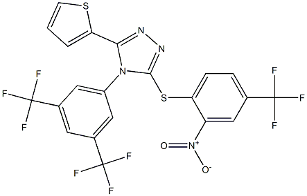 4-[3,5-di(trifluoromethyl)phenyl]-3-{[2-nitro-4-(trifluoromethyl)phenyl]thio}-5-(2-thienyl)-4H-1,2,4-triazole,,结构式