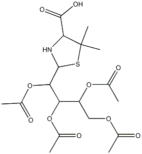 5,5-dimethyl-2-[1,2,3,4-tetra(acetyloxy)butyl]-1,3-thiazolane-4-carboxylic  acid|