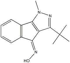 3-(tert-butyl)-1-methylindeno[1,2-c]pyrazol-4(1H)-one oxime Struktur