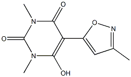 6-hydroxy-1,3-dimethyl-5-(3-methyl-5-isoxazolyl)-2,4(1H,3H)-pyrimidinedione Struktur