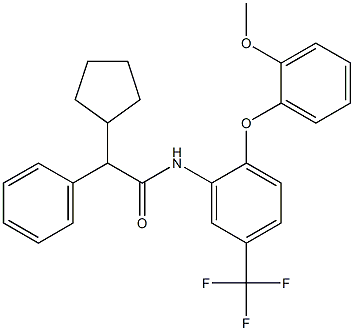 N1-[2-(2-methoxyphenoxy)-5-(trifluoromethyl)phenyl]-2-cyclopentyl-2-phenylacetamide,,结构式
