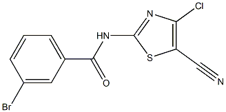 3-bromo-N-(4-chloro-5-cyano-1,3-thiazol-2-yl)benzenecarboxamide 结构式