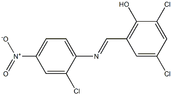 2,4-dichloro-6-{[(2-chloro-4-nitrophenyl)imino]methyl}phenol Structure