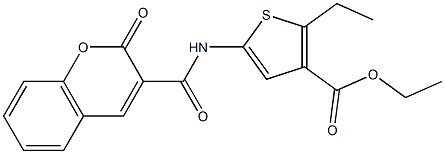 ethyl 2-ethyl-5-{[(2-oxo-2H-chromen-3-yl)carbonyl]amino}thiophene-3-carboxylate Struktur