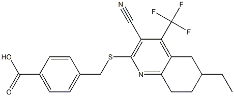 4-({[3-cyano-6-ethyl-4-(trifluoromethyl)-5,6,7,8-tetrahydro-2-quinolinyl]sulfanyl}methyl)benzenecarboxylic acid Struktur