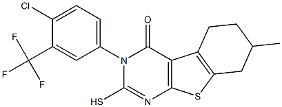 3-[4-chloro-3-(trifluoromethyl)phenyl]-2-mercapto-7-methyl-5,6,7,8-tetrahydro[1]benzothieno[2,3-d]pyrimidin-4(3H)-one|