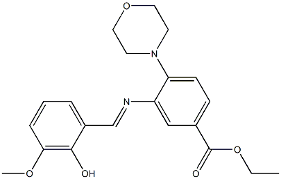 ethyl 3-[(2-hydroxy-3-methoxybenzylidene)amino]-4-morpholinobenzoate 化学構造式