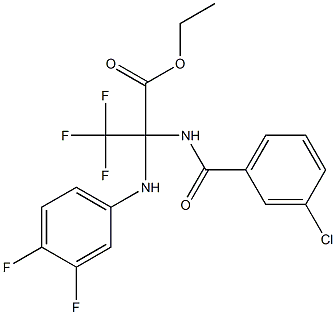 ethyl 2-[(3-chlorobenzoyl)amino]-2-(3,4-difluoroanilino)-3,3,3-trifluoropropanoate Struktur