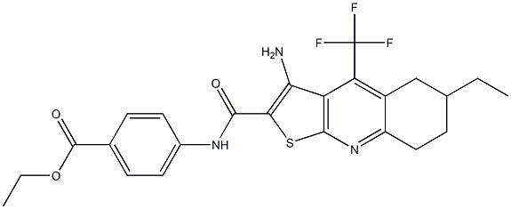 ethyl 4-({[3-amino-6-ethyl-4-(trifluoromethyl)-5,6,7,8-tetrahydrothieno[2,3-b]quinolin-2-yl]carbonyl}amino)benzenecarboxylate Structure