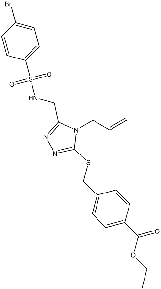 ethyl 4-({[4-allyl-5-({[(4-bromophenyl)sulfonyl]amino}methyl)-4H-1,2,4-triazol-3-yl]sulfanyl}methyl)benzenecarboxylate Struktur