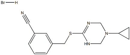 3-{[(5-cyclopropyl-1,4,5,6-tetrahydro-1,3,5-triazin-2-yl)thio]methyl}benzonitrile hydrobromide 结构式